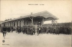 CPA Militaria Mailly le Camp La gare 