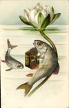 CPA Poissons Poisson Accordeon
