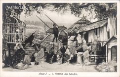 VINTAGE POSTCARD Theater Rostand Cock Chantecler the anthem with the sun