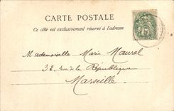 Folklore de Normandía de la POSTAL de la VENDIMIA con la granja y la corte grande de los campos