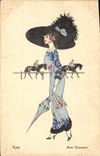 VINTAGE POSTCARD Fantasy Illustrator Woman With the race Hippisme Horse