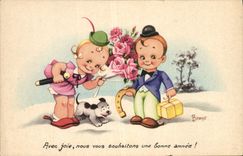 VINTAGE POSTCARD Fantasy Illustrator Children Brant Dog
