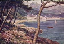 VINTAGE POSTCARD Fantasy Illustrator Menton the beach