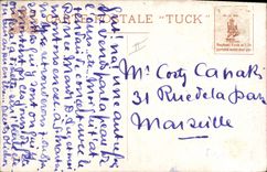 VINTAGE POSTCARD Fantasy Illustrator Menton the beach