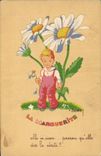 VINTAGE POSTCARD Fantaisie Illustrator Child has Bernet daisy