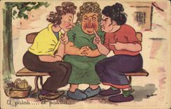 VINTAGE POSTCARD Fantasy Illustrator Women And patati And patata