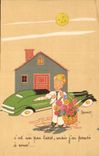 VINTAGE POSTCARD Fantasy Illustrator Bernet Automobile Child