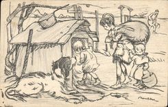 CPA Fantaisie Illustrateur Poulbot Chien 