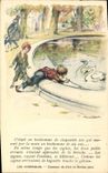 CPA Fantaisie Illustrateur Poulbot Victor Hugo Les miserables Cygne Swan 