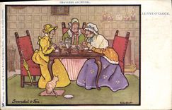 VINTAGE POSTCARD Fantasy Illustrator Five O clock