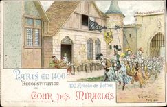 VINTAGE POSTCARD Fantasy Paris Illustrator in 1400 Avenue de Suffren Cour des miracles