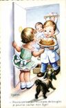 CPA Fantaisie Illustrateur Enfants Chien
