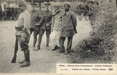 La POSTAL Militaria de la VENDIMIA entrado de acampar armó a indio