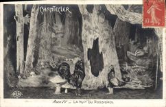 VINTAGE POSTCARD Theater Edmond Rostand Chantecler the night of the nightingale Mushroom