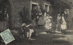 VINTAGE POSTCARD Folklore salt-water Marshes With the country of salt a baptism