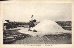 VINTAGE POSTCARD Folklore salt-water Marshes Sables d'Olonne the salt harvest