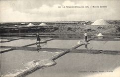 VINTAGE POSTCARD Folklore salt-water Marshes Pouliguen
