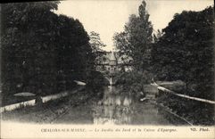 CPA Banque Chalons sur Marne Le jardin du Jard et la Caisse d'Epargne 