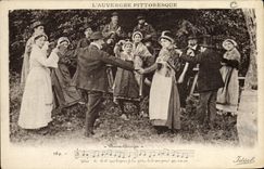 CPA Folklore Auvergne La bourree