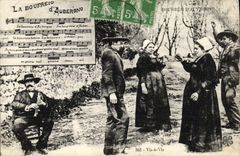 CPA Folklore Auvergne La bourree