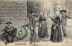 CPA Folklore Auvergne La bourree
