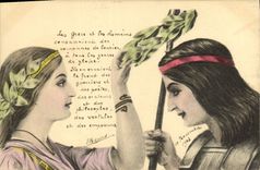 VINTAGE POSTCARD Fantasy Illustrator Women Greeks and Romans