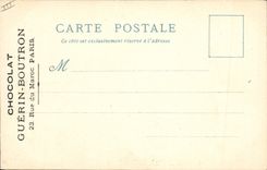 POSTAL de la VENDIMIA el viejo hombre de París con el buen mercado una esquina en la calle de Guerin Boutron del chocolate de Seine de Marruecos