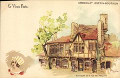 CPA Le Vieux Paris Au Bon Marche Echoppes de la rue des remparts Chocolat Guerin Boutron Rue du Maroc