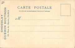 POSTAL de la VENDIMIA el viejo hombre de París con la buena calle de Guerin Boutron del chocolate del mercado de Marruecos Chatelet