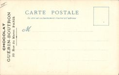 POSTAL de la VENDIMIA el viejo hombre de París con la buena calle de Guerin Boutron del chocolate del mercado de la calle de Marruecos de las universidades