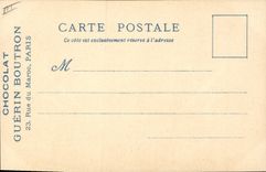 POSTAL de la VENDIMIA el viejo hombre de París con la buena calle de Guerin Boutron del chocolate del mercado de la casa nativa de Marruecos de Moliere