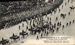 VINTAGE POSTCARD SM Funeral Edouard VII the outgoing procession of Hyde Park London London
