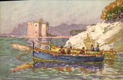 VINTAGE POSTCARD Fantaisie Illustrator Dimensions Azure Island St Honorat