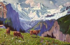 CPA Vache Vaches Paolo Kutscha La Suisse