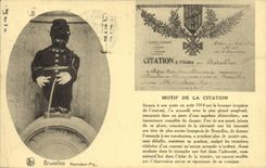 CPA Medaille Bruxelles Manneken Pis Citation a l'ordre du bataillon Militaria