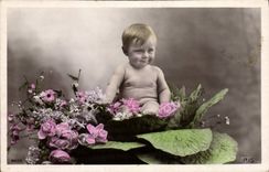 VINTAGE POSTCARD Fantasy Baby Child Iris