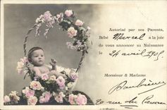 CPA Fantaisie Bebe Enfant Avis de Naissance Marcel