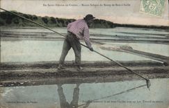 VINTAGE POSTCARD Folklore Salt-water Marshes Of Saint Nazaire in Croisic Bourg of Batz has Saille