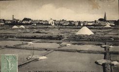 VINTAGE POSTCARD Folklore Salt-water Marshes Pouliguen Panorama