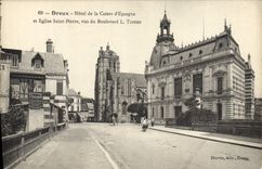 VINTAGE POSTCARD Bank Dreux Hotel of the Savings bank and church Saint Pierre seen of the boulevard L Burrow