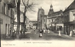 VINTAGE POSTCARD Bank Dreux Church St Pierre and Savings bank