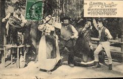 CPA Folklore Auvergne La bourree
