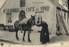 VINTAGE POSTCARD Folklore On the road the halt forcee Horse House Licardies Coffee and Vins
