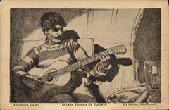 VINTAGE POSTCARD Fantasy Illustrator Gipsy player of guitar