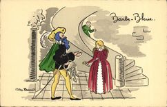 VINTAGE POSTCARD Fantaisie Illustrator Beard Blue