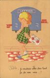 VINTAGE POSTCARD Fantasy Illustrator Child Bernet Letter-box