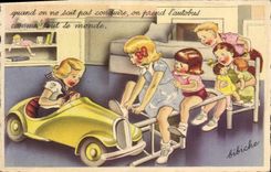VINTAGE POSTCARD Fantasy Illustrator Automobile Bibiche Children