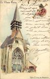 VINTAGE POSTCARD the Old man Paris Street of Morocco Church St Julien of Menestriers