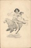 CPA Fantaisie Ange Anges Agneau