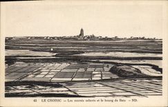 CPA Folklore Marais salants et le bourg de Batz Le Croisic